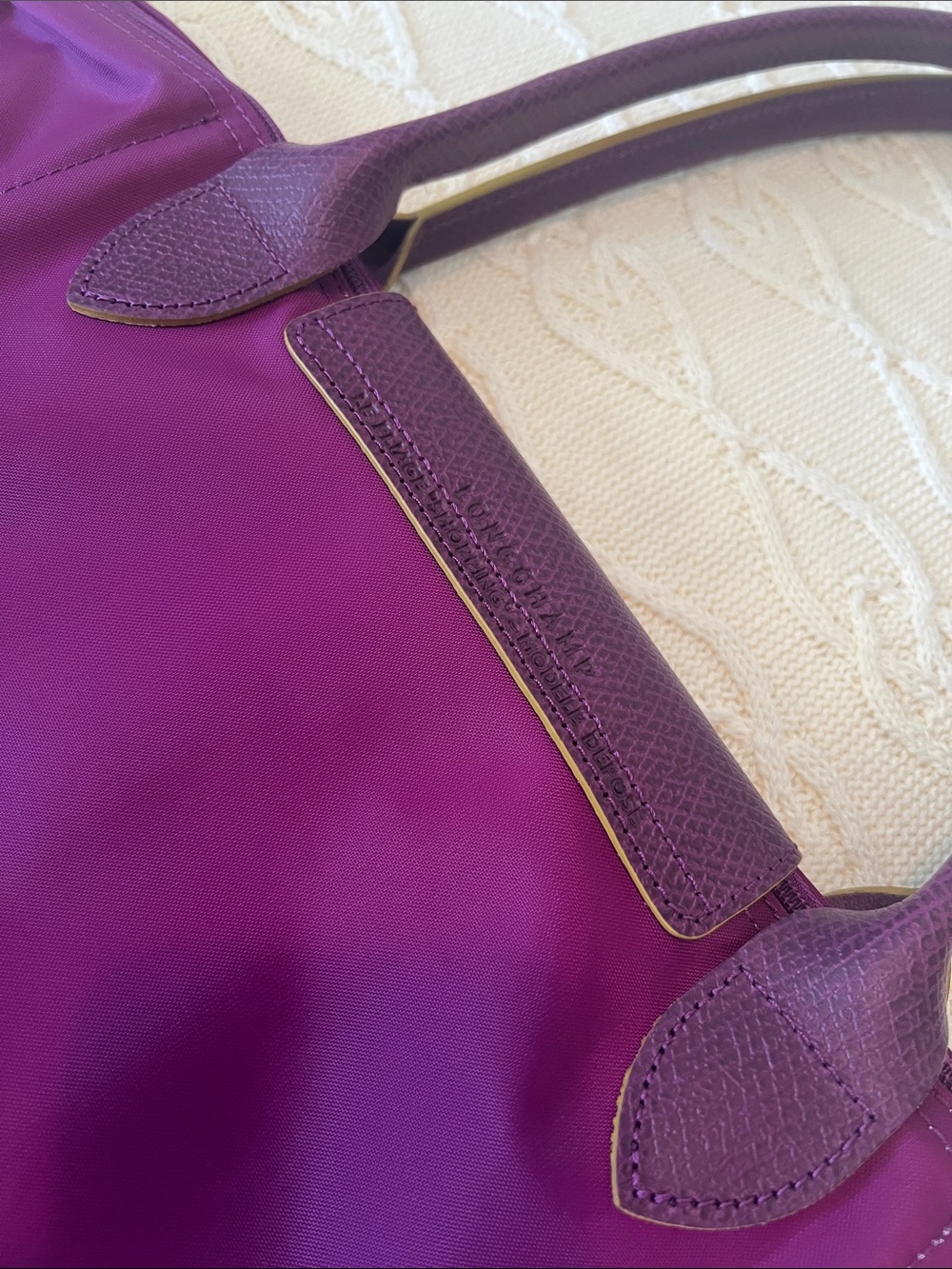 Longchamp Purple Nylon Le Pliage Tote Medium like New - Picture 7 of 8